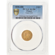 Moeda, França, Napoleon III, Napoléon III, 5 Francs, 1858, Strasbourg, PCGS
