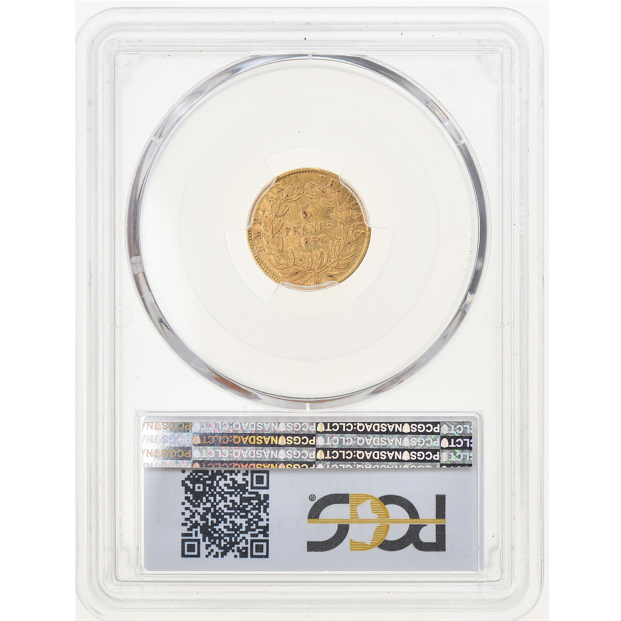 Moeda, França, Napoleon III, Napoléon III, 5 Francs, 1858, Strasbourg, PCGS