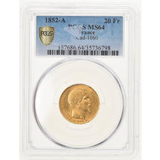 Coin, France, Napoleon III, Napoléon III, 20 Francs, 1852, Paris, PCGS, MS64