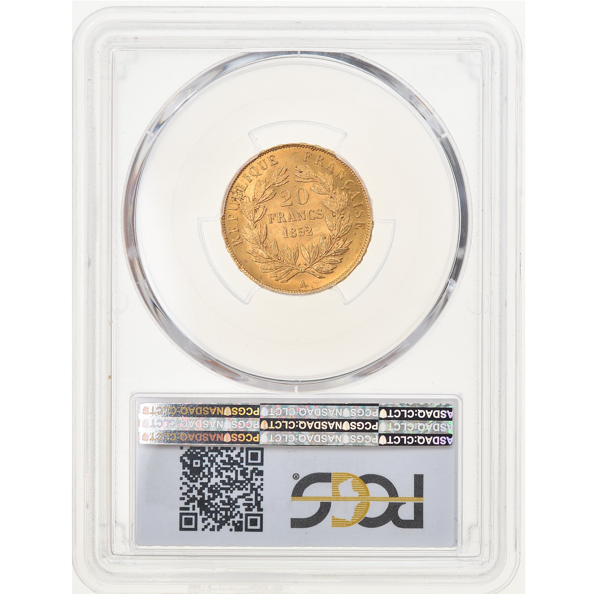 Coin, France, Napoleon III, Napoléon III, 20 Francs, 1852, Paris, PCGS, MS64