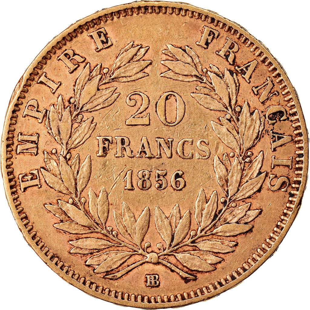 Monnaie, France, Napoleon III, Napoléon III, 20 Francs, 1856, Strasbourg, Rare
