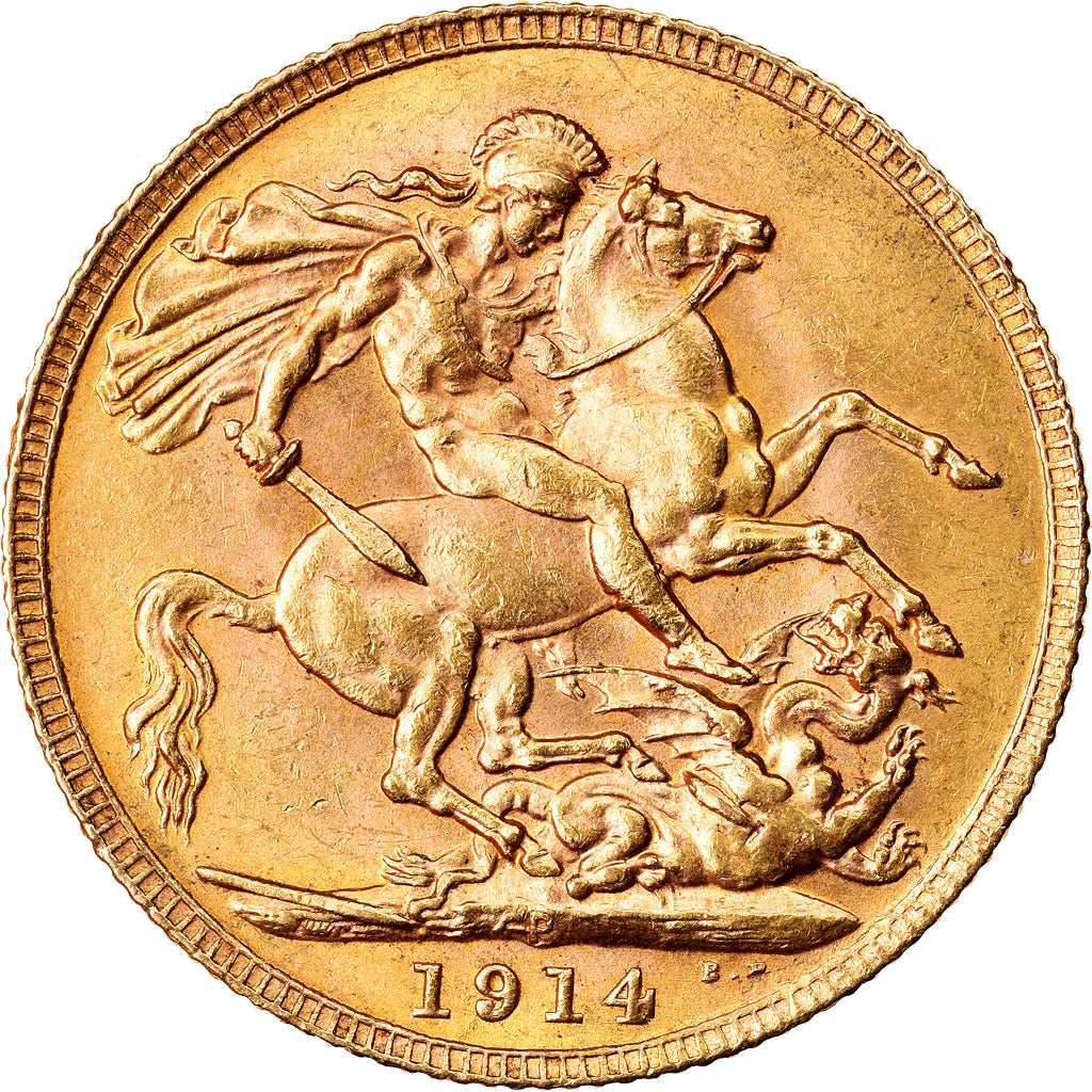 Coin, Great Britain, George V, Sovereign, 1914, Perth, AU(55-58), Gold, KM:820
