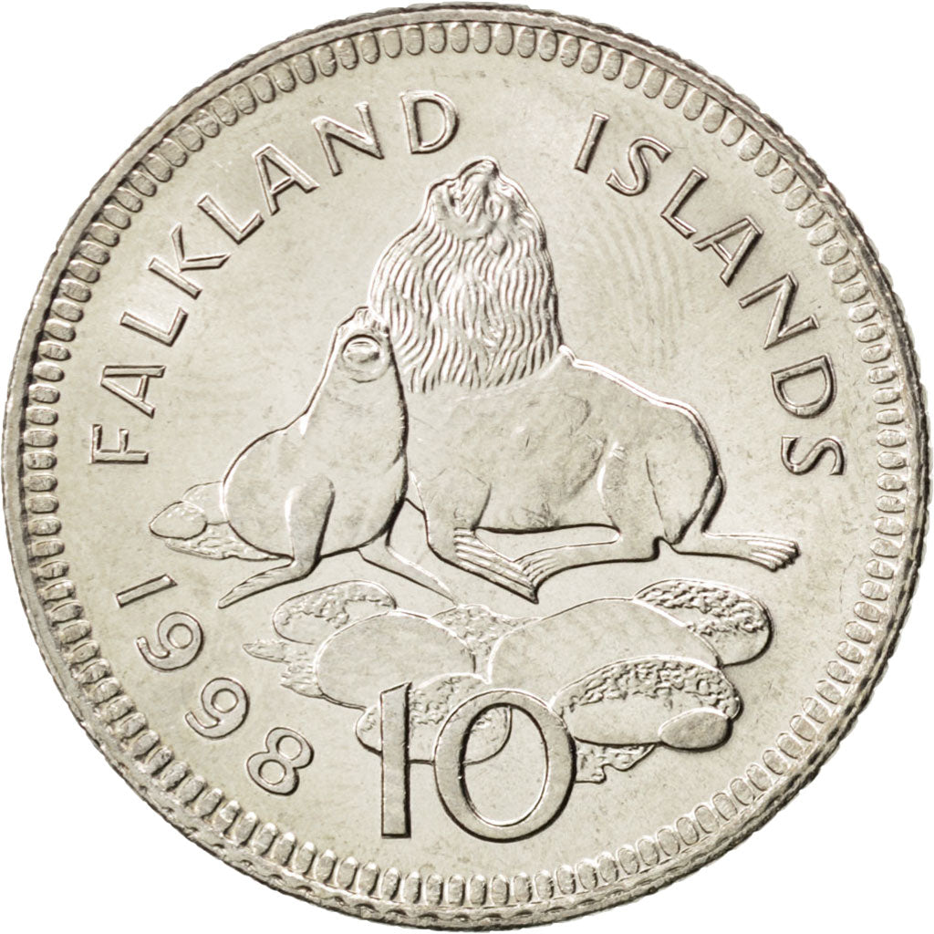 Coin, Falkland Islands, Elizabeth II, 10 Pence, 1998, MS(63), Copper-nickel