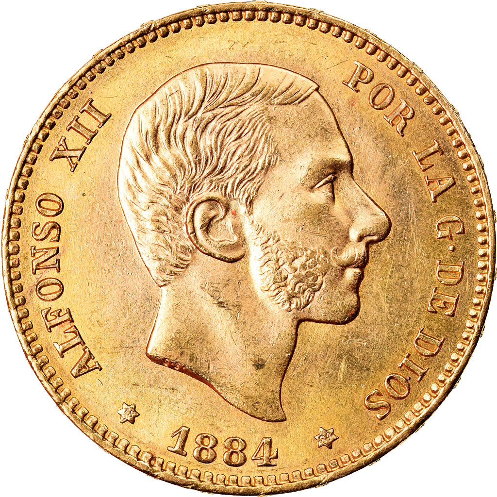 Münze, Spanien, Alfonso XII, 25 Pesetas, 1884, Madrid, VZ+, Gold, KM:687