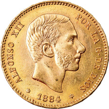 Münze, Spanien, Alfonso XII, 25 Pesetas, 1884, Madrid, VZ+, Gold, KM:687