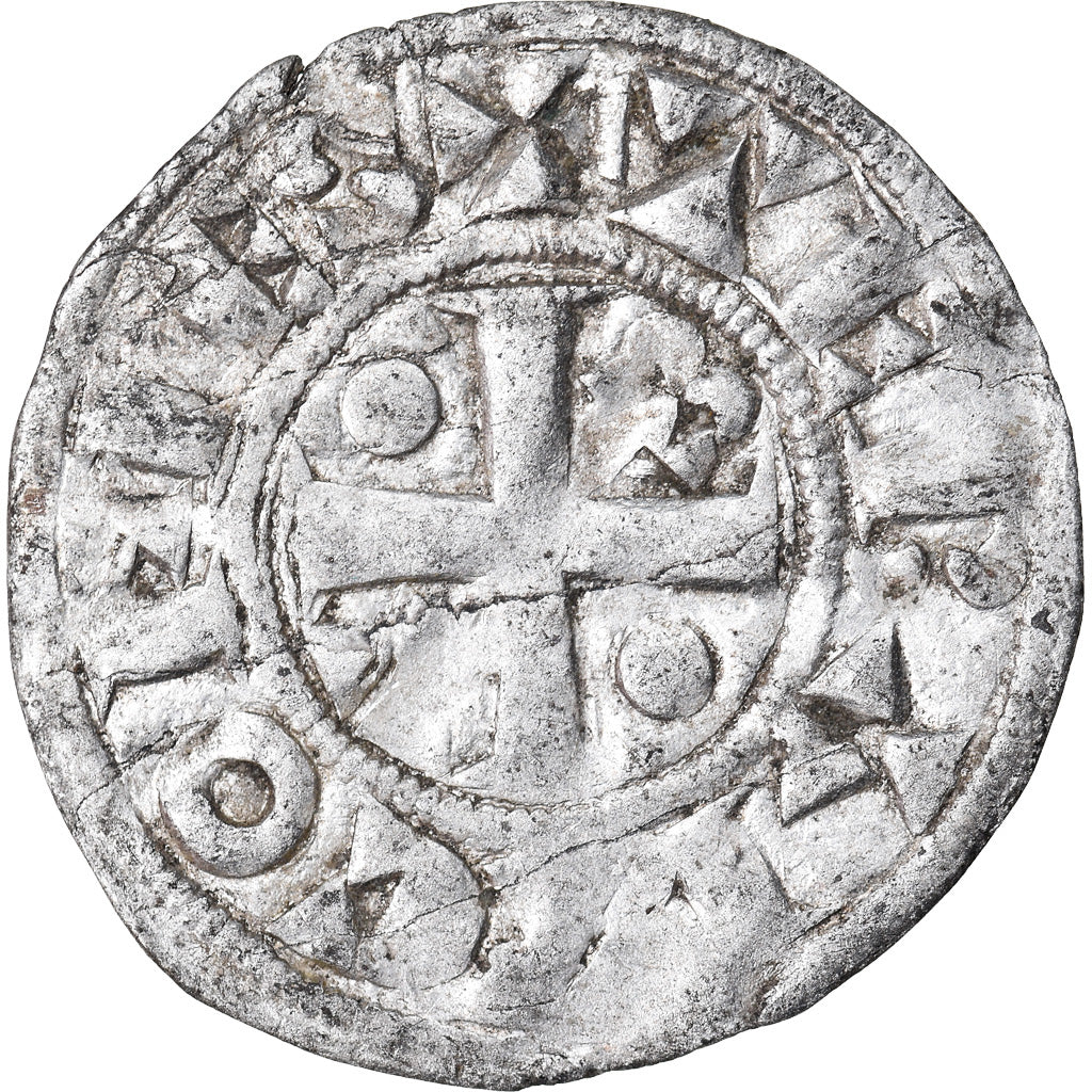 Moneda, Francia, Champagne, Thibaut II, Denarius, Provins, MBC, Plata