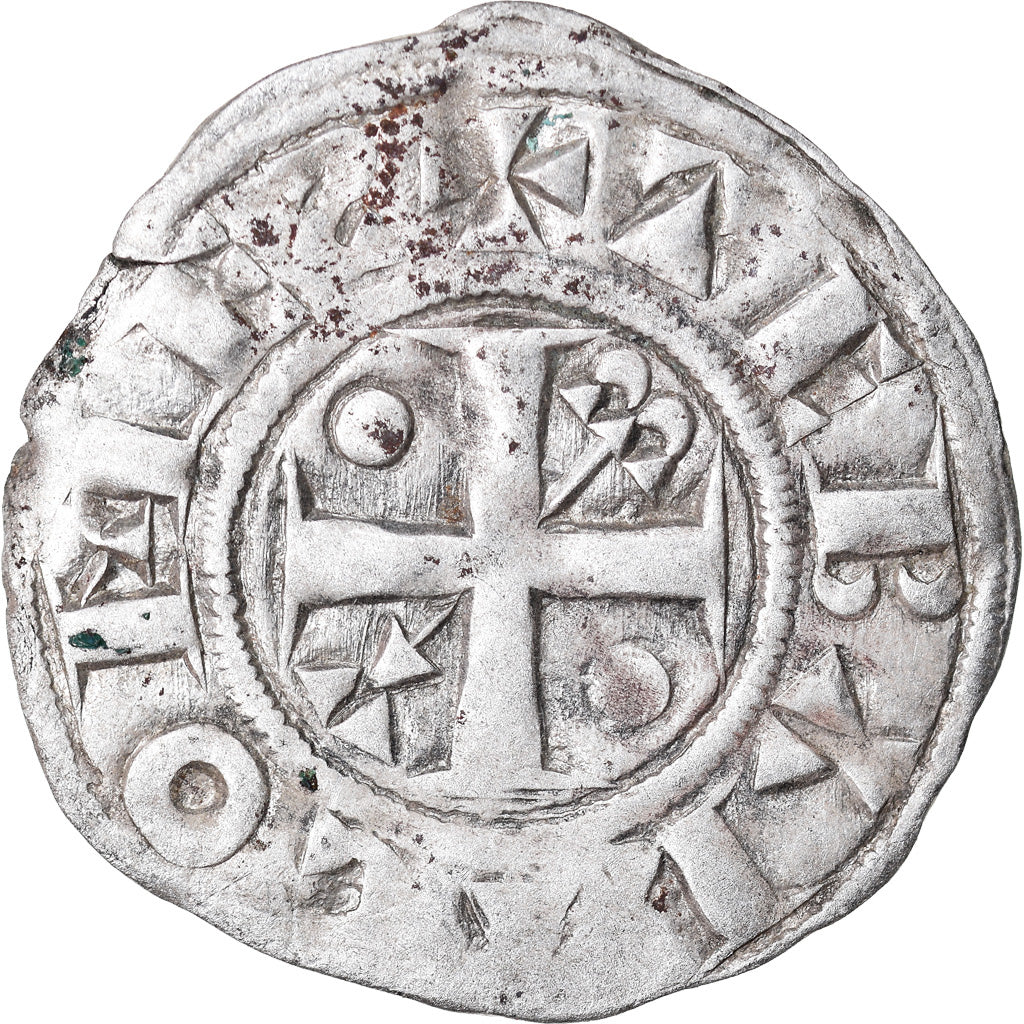 Moneta, Francia, Champagne, Thibaut II, Denarius, Provins, BB, Argento