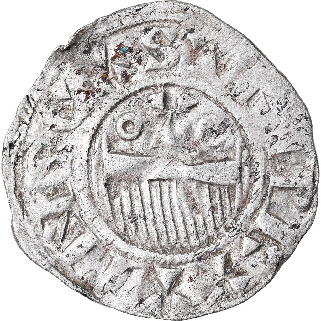Moneta, Francia, Champagne, Thibaut II, Denarius, Provins, BB, Argento