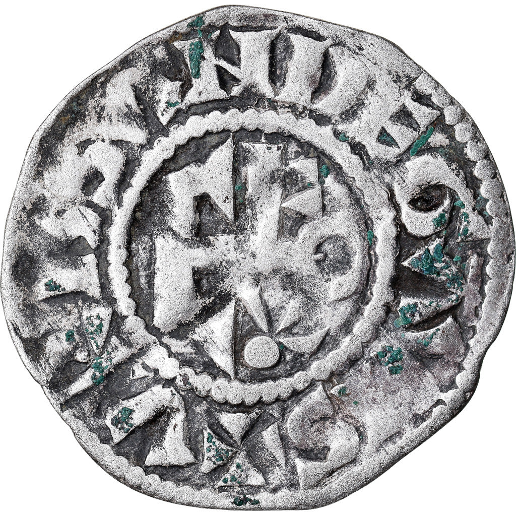 Moneda, Francia, Anjou, Foulques IV, Denarius, Angers, MBC, Plata, Boudeau:152