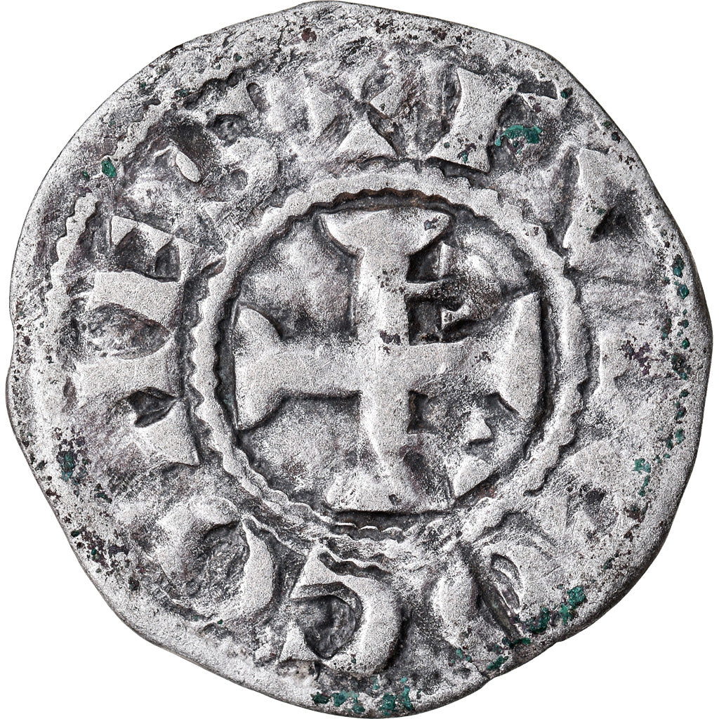 Moneda, Francia, Anjou, Foulques IV, Denarius, Angers, MBC, Plata, Boudeau:152