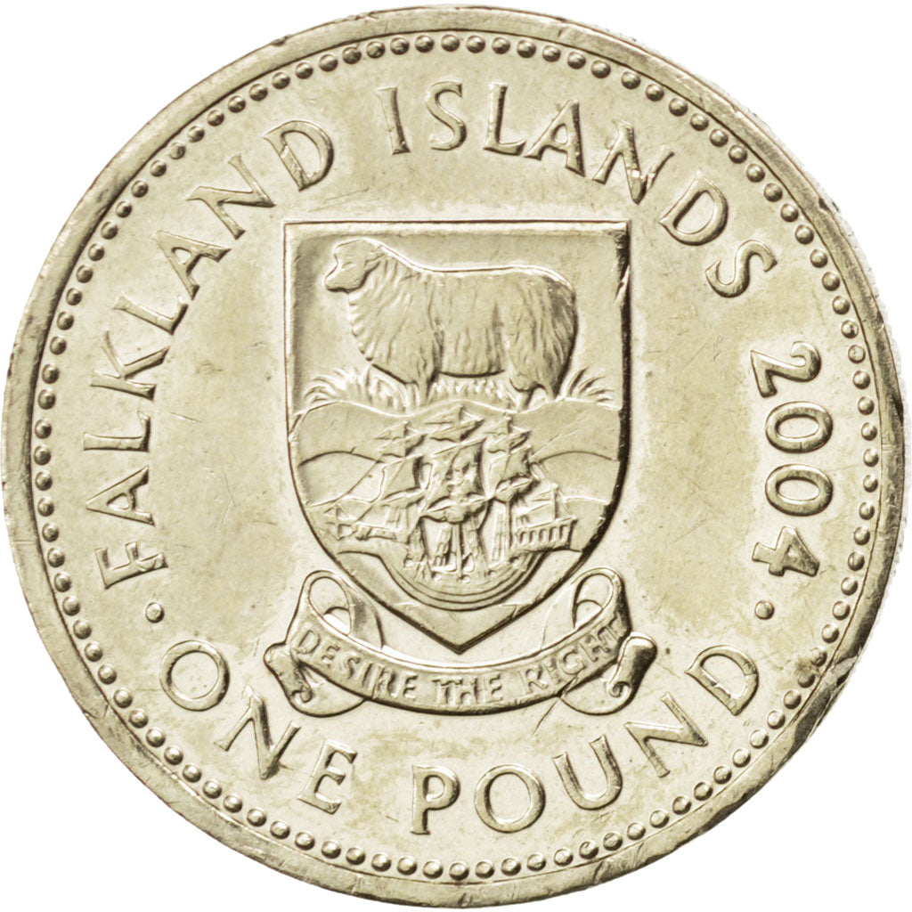 FALKLAND ISLANDS, Pound, 2004, KM #136, MS(63), Nickel-Brass, 22.5, 9.44