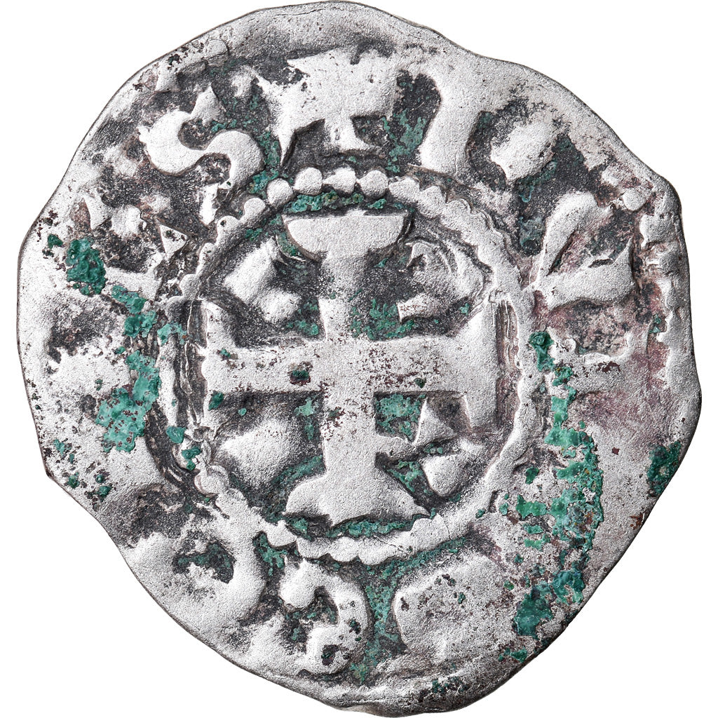 Moneda, Francia, Anjou, Foulques IV, Denarius, Angers, BC+, Plata, Boudeau:152