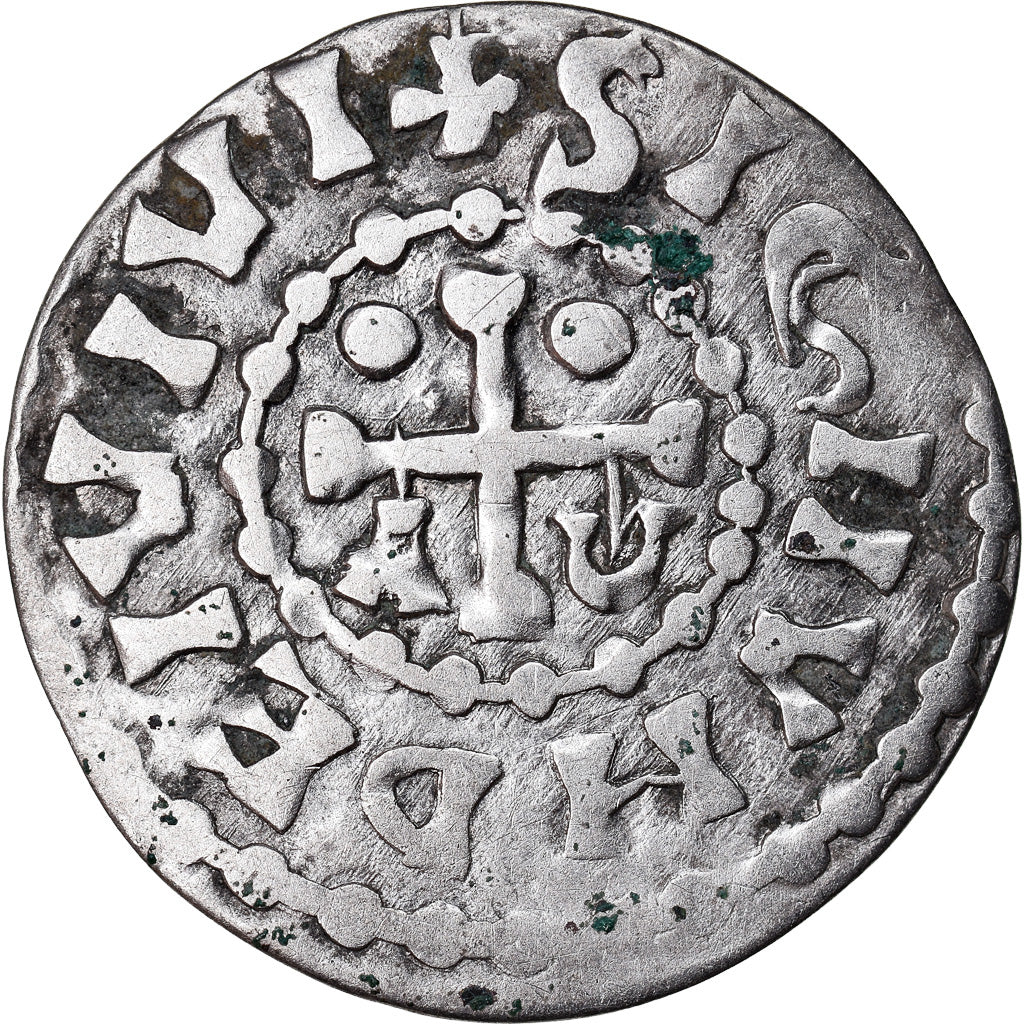 Munten, Frankrijk, Herbert I, Denarius, Le Mans, Immobilized type, ZF, Zilver