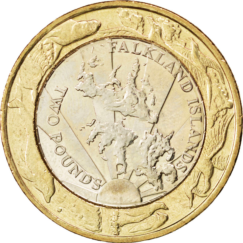 FALKLAND ISLANDS, 2 Pounds, 2004, KM #137, MS(63), Bi-Metallic, 28.4, 12.07