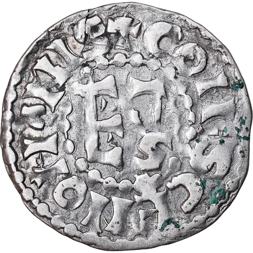 Munten, Frankrijk, Herbert I, Denarius, Le Mans, Immobilized type, ZF, Zilver