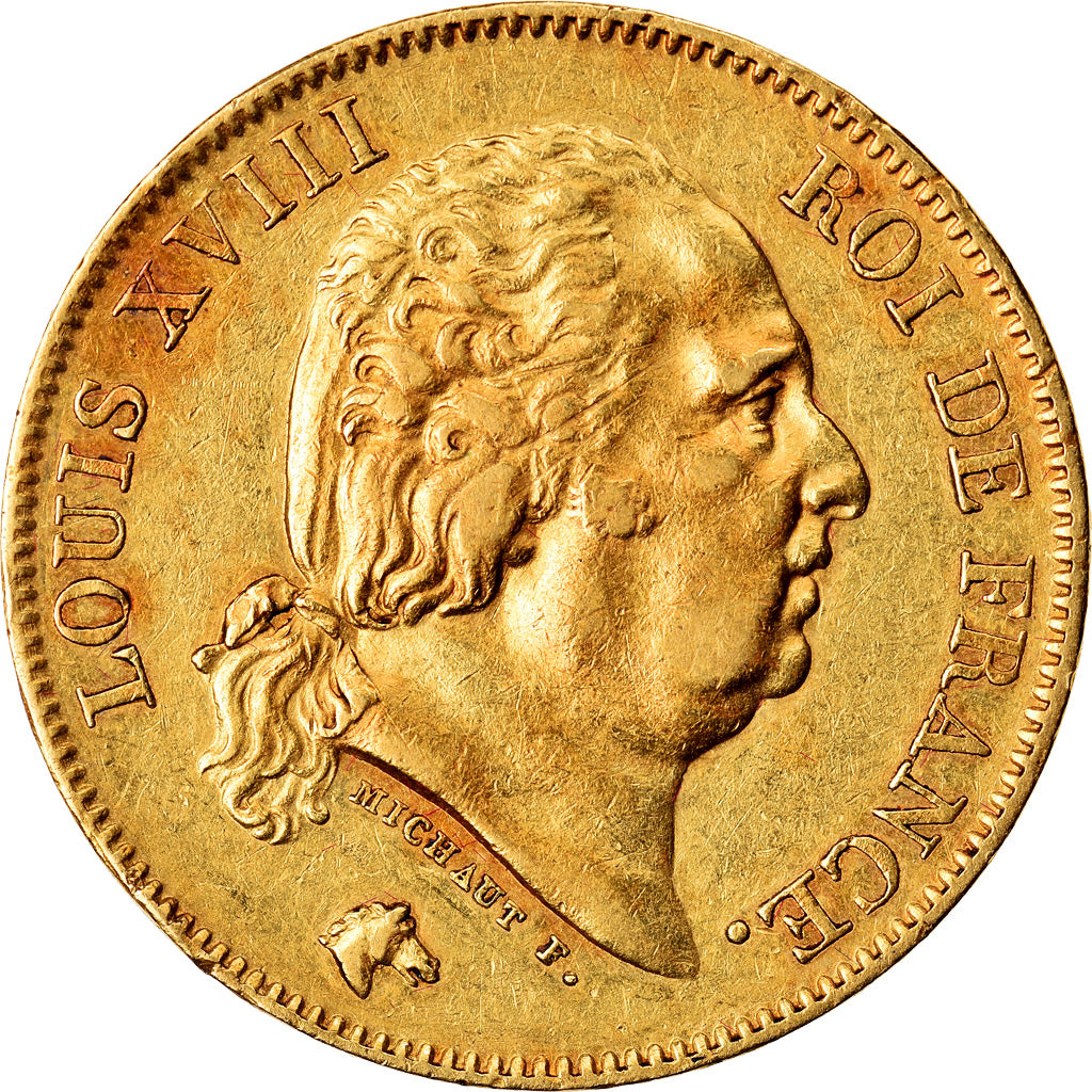 Moneda, Francia, Louis XVIII, Louis XVIII, 40 Francs, 1816, Paris, MBC+, Oro