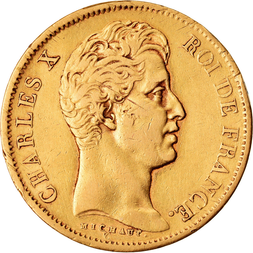 Moneta, Francja, Charles X, 40 Francs, 1828, Paris, EF(40-45), Złoto, KM:721.1