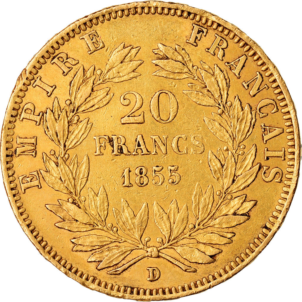 Münze, Frankreich, Napoleon III, 20 Francs, 1855, Lyon, SS