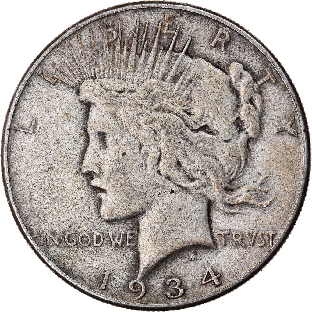 Coin, United States, Peace Dollar, Dollar, 1934, U.S. Mint, Philadelphia