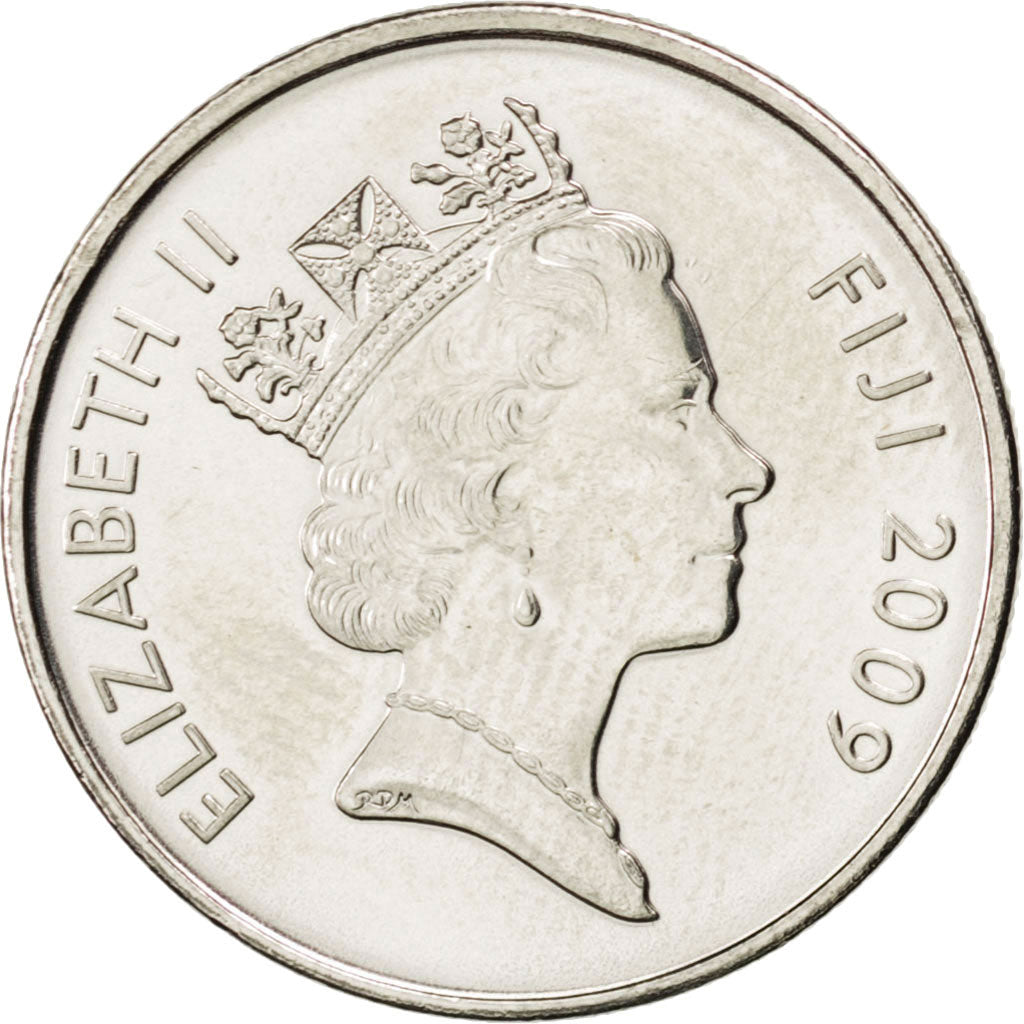 Coin, Fiji, Elizabeth II, 10 Cents, 2009, MS(63), Nickel plated steel, KM:120