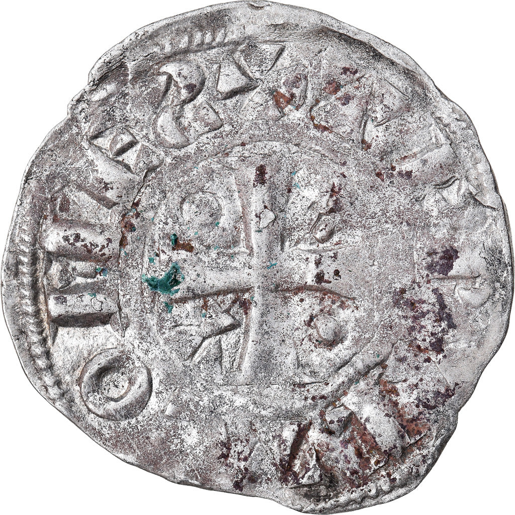 Moneda, Francia, Champagne, Thibaut II, Denarius, Provins, BC+, Plata