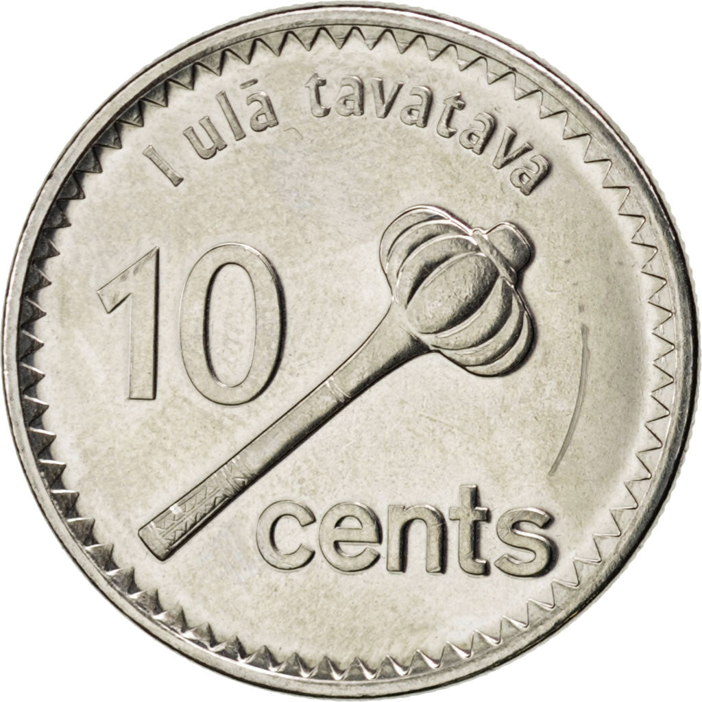 FIJI, 10 Cents, 2012, Royal Canadian Mint, KM #333, MS(63), Nickel Plated...
