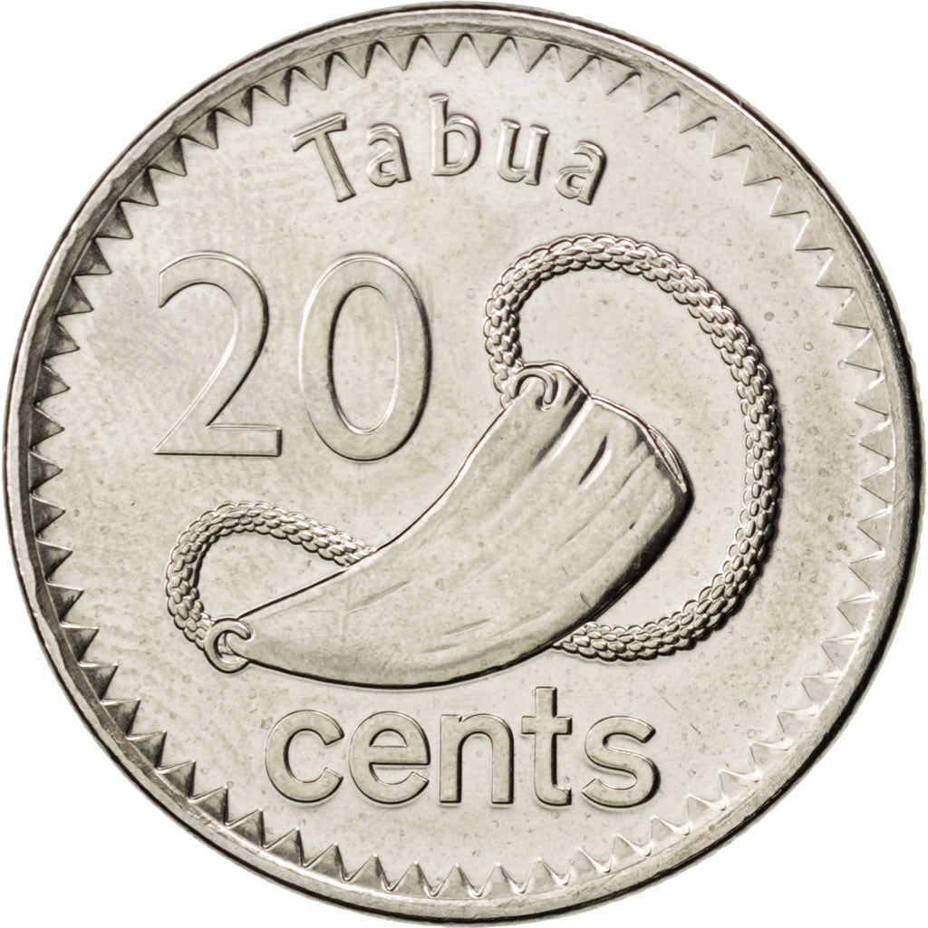 FIJI, 20 Cents, 2012, Royal Canadian Mint, KM #334, MS(63), Nickel Plated...