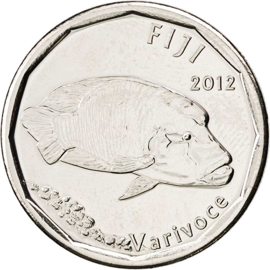 FIJI, 50 Cents, 2012, Royal Canadian Mint, KM #335, MS(63), Nickel Plated...
