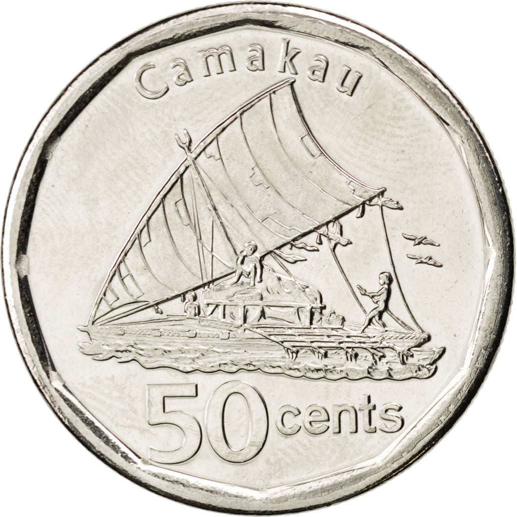 FIJI, 50 Cents, 2012, Royal Canadian Mint, KM #335, MS(63), Nickel Plated...