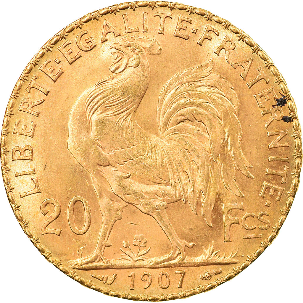 Moneta, Francia, Marianne, 20 Francs, 1907, SPL, Oro, KM:857, Gadoury:1064a