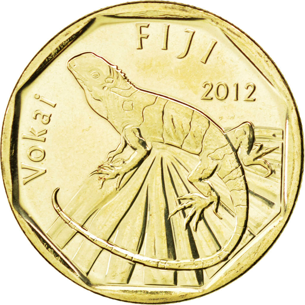 FIJI, Dollar, 2012, Royal Canadian Mint, KM #336, MS(63), Brass Plated Steel,...