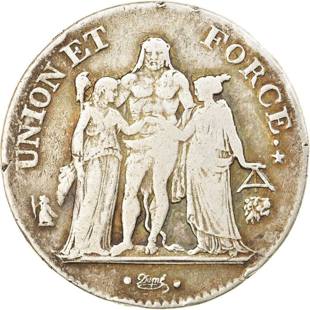 Coin, France, Union et Force, 5 Francs, AN 9, Bayonne, VF(20-25), Silver