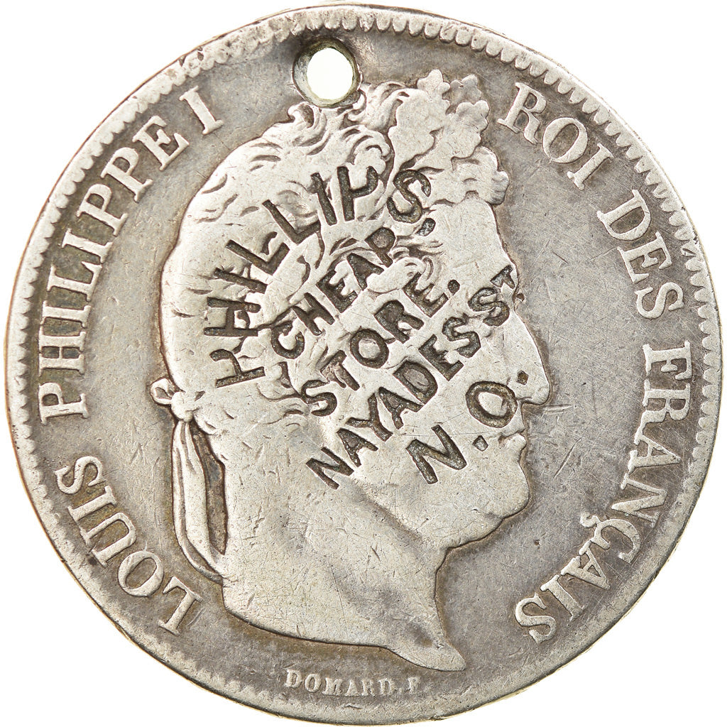 Monnaie, France, Louis-Philippe, 5 Francs, 1832, Rouen, Advertising countermark