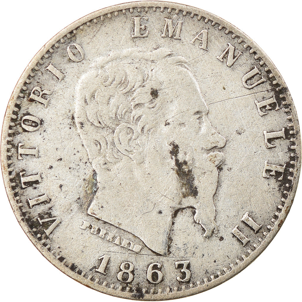 Coin, Italy, Vittorio Emanuele II, 20 Centesimi, 1863, Milan, VF(20-25), Silver