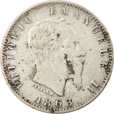 Coin, Italy, Vittorio Emanuele II, 20 Centesimi, 1863, Milan, VF(20-25), Silver