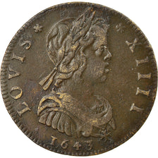 France, Token, Royal, Louis XIII et Louis XIV, 1644, EF(40-45), Copper