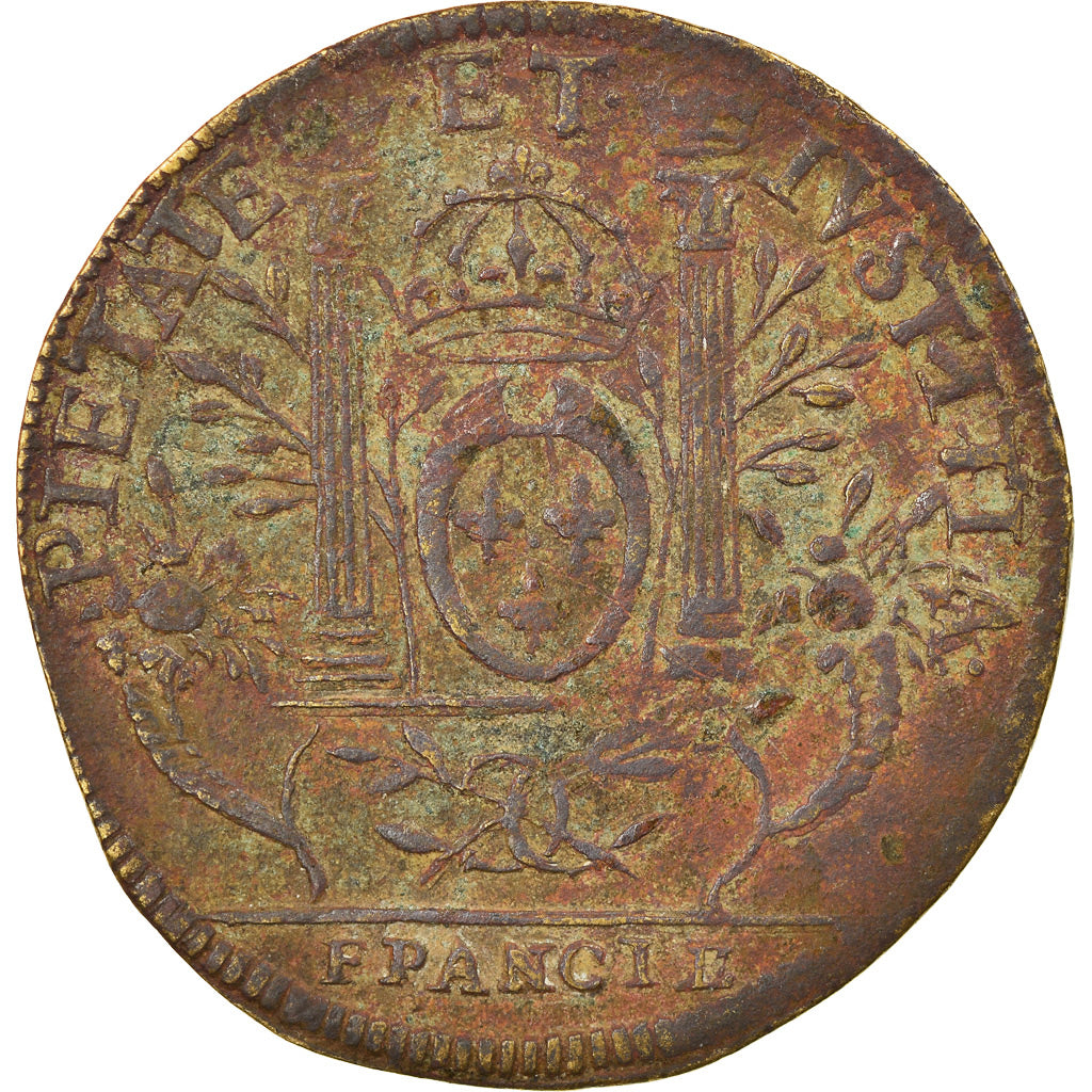 France, Token, Royal, Charles IX, Piété et Justice, VF(30-35), Brass