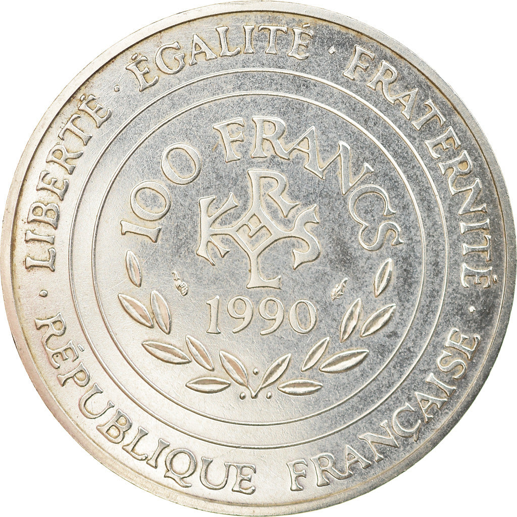Moneta, Francia, Charlemagne, 100 Francs, 1990, Pessac, ESSAI, SPL, Argento