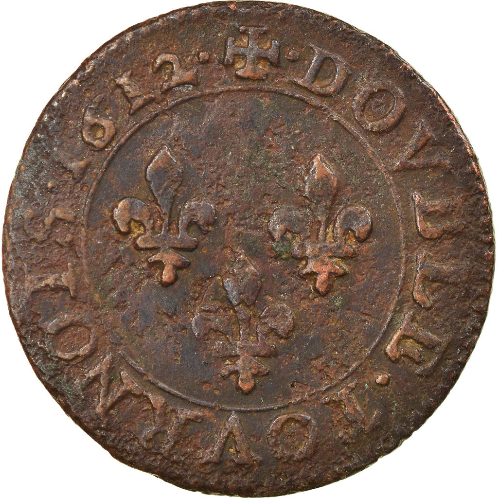 Monnaie, France, Louis XIII, Double Tournois, 1612, Paris, TTB, Cuivre, CGKL:386