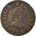 Moeda, França, Louis XIII, Double Tournois, 1613, Paris, EF(40-45), Cobre