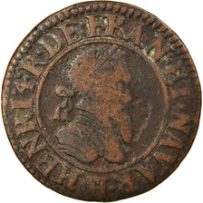 Coin, France, Henri IV, Double Tournois, 1591, Châlons-en-Champagne, VF(20-25)