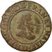 Moeda, França, Henri IV, Double Tournois, 1607, Lyon, VF(30-35), Cobre