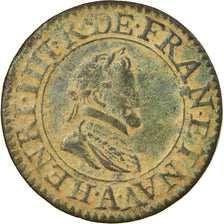 Moeda, França, Henri IV, Double Tournois, 1609, Paris, VF(30-35), Cobre