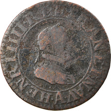 Moneta, Francia, Henri IV, Double Tournois, 1603, Paris, B+, Rame, CGKL:222