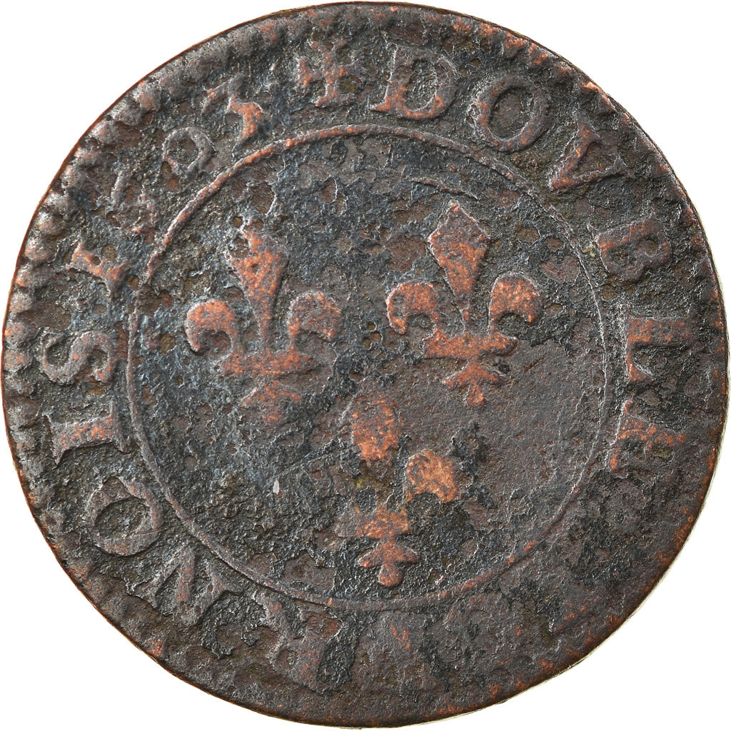 Munten, Frankrijk, Henri IV, Double Tournois, 1603, Paris, ZG+, Koper, CGKL:222