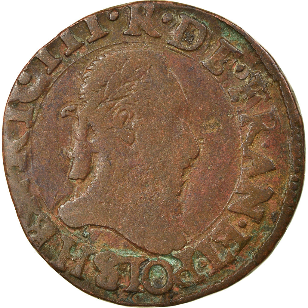 Coin, France, Henri III, Double Tournois, Troyes, VF(20-25), Copper, CGKL:134
