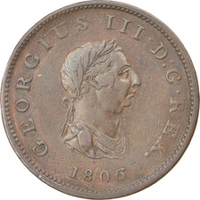 Coin, Great Britain, George III, 1/2 Penny, 1806, EF(40-45), Copper, KM:662