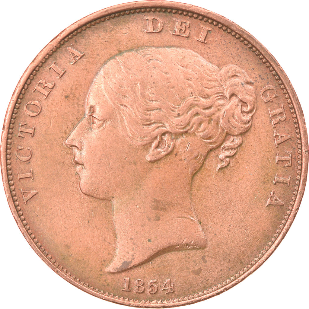 Coin, Great Britain, Victoria, Penny, 1854, AU(50-53), Copper, KM:739