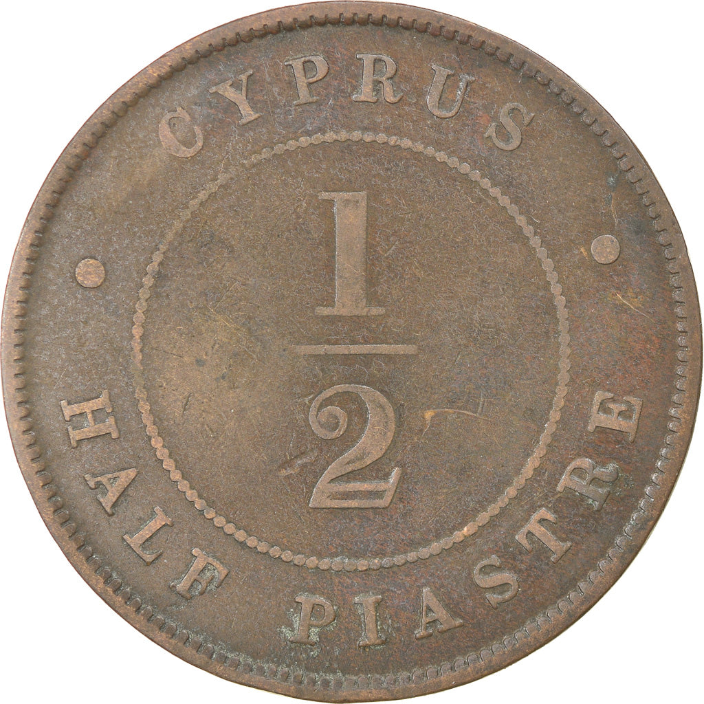Coin, Cyprus, Victoria, 1/2 Piastre, 1890, VF(30-35), Bronze, KM:2