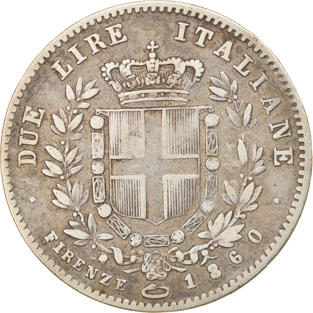 Monnaie, États italiens, EMILIA, Vittorio Emanuele II, 2 Lire, 1860, Florence